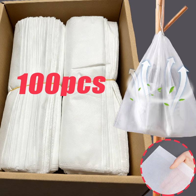 Shoe Bag Dust - 1-100 قطعة حقيبة تخزين أحذية بيضاء،